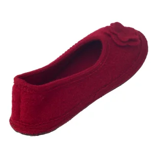 Pantofole Ballerine da donna in pura lana cotta Rosso Scuro_85757