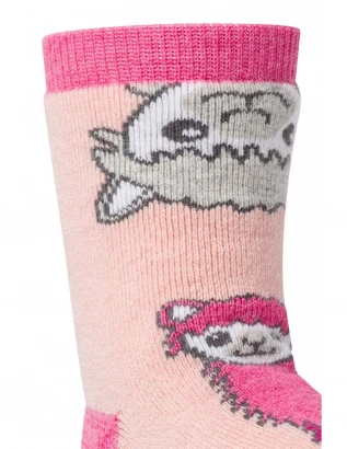 Anti-slip pink ABS socks kids children alpaca wool_86542