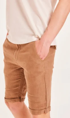 Chuck chino bermuda shorts for men in pure organic Linen_89642
