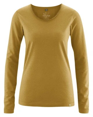 Woman's rolled crew neck sweater in hemp and organic cotton_92650