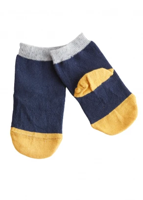 Socks for children blue/yellow/grey in organic cotton_91322