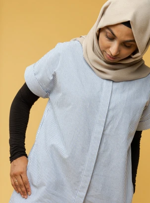 AMOLI blue striped shirt dress for woman in Organic Cotton_89884