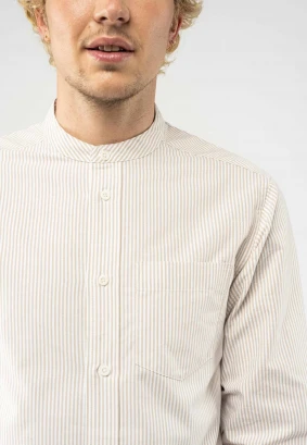 AMIT korean beige striped shirt for men in Fairtrade Organic Cotton_90039