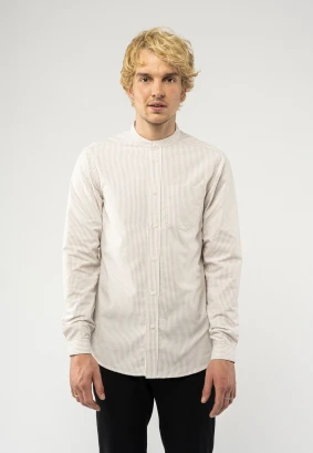 AMIT korean beige striped shirt for men in Fairtrade Organic Cotton_90040