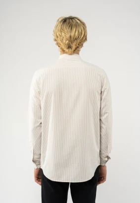 AMIT korean beige striped shirt for men in Fairtrade Organic Cotton_90041