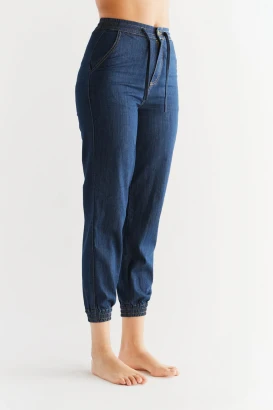 Jogger woman jeans in organic cotton - Midnight Blue_91402