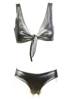 Bikini Bow Silver swimsuit in cotton and Lurex_93869