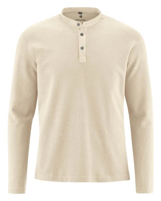 Serafino shirt with buttons in Hemp and Organic Cotton - Sand_96118