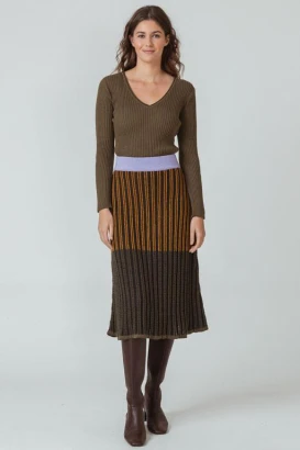 Koba ribbed knit skirt for women in pure organic cotton_96293