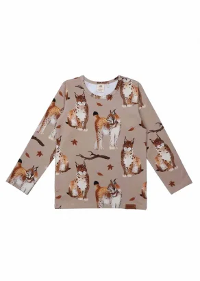 Shirt for children in organic cotton - Little Lynxes allover_98754