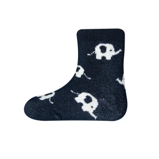 2 PAIR Socks  for children in organic cotton:  Blue Elephant_99630