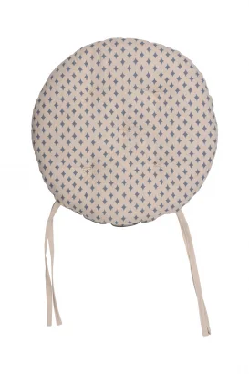 Round seat cushion TRADITIONAL light blue in Organic Cotton_100119