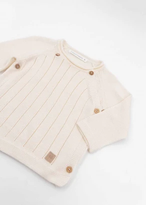 Cross sweater for newborns in organic Bamboo - White_100348