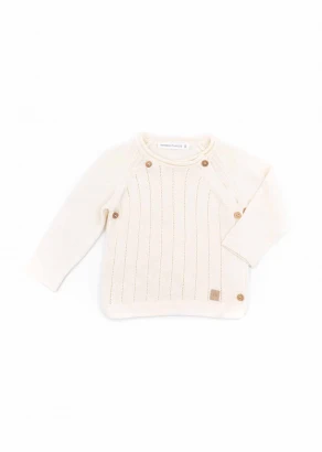 Cross sweater for newborns in organic Bamboo - White_100349
