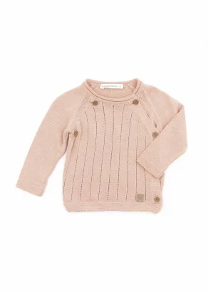 Cross sweater for newborns in organic Bamboo - Pink_100357