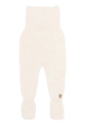 White knitted trousers with feet for babies in organic Bamboo_100365