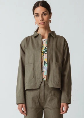 Olga jacket for women in organic cotton - Green_100944