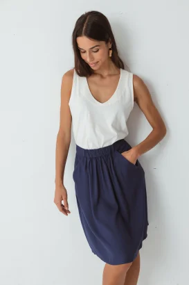 Luzaide Blue Summer Skirt in Sustainable Viscose Ecovero_100775