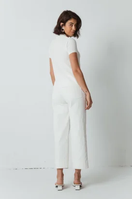 Maria women's straight trousers in organic cotton - White_100791