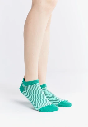 Albero green striped sneaker socks in organic cotton_101135