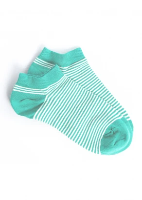 Albero green striped sneaker socks in organic cotton_101138