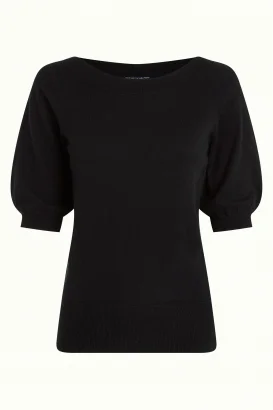 Maglietta Ivy nera in filo di cotone, modal e seta_101308