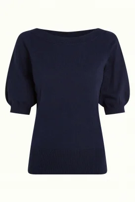 Maglietta Ivy blu in filo di cotone, modal e seta_101322