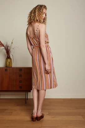 Nadya striped dress for women in Ecovero and Linen_101623
