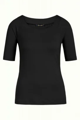 Sarah vintage Black t-shirt in sustainable Ecovero viscose_101679