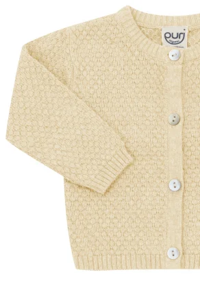 Popcorn cardigan for babies in organic cotton and linen_102667