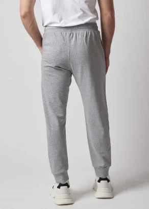 Gray fleece joggers for men in organic cotton_103635