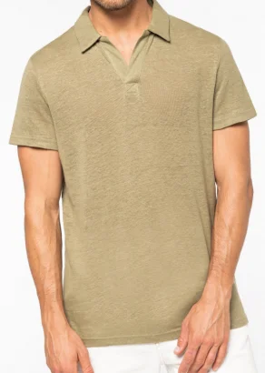 Men's linen polo shirt - Olive_103375