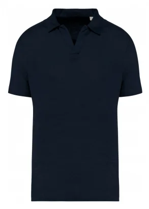 Men's linen polo shirt - Navy_103407