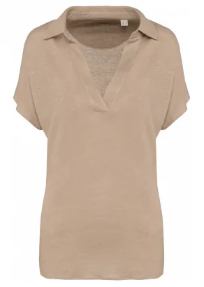 Polo Lina for woman in Linen - Sand_103414