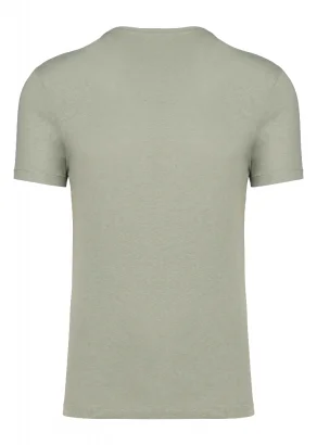 T-shirt unisex  CHARLIE in cotone biologico e lino - Verde_103682