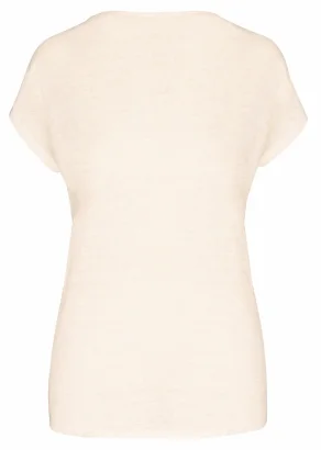 Gloria V-neck women's t-shirt in Linen - Ivory_103430