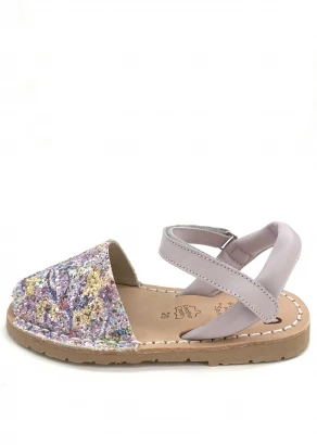 Girl's Glitter Festival Sandals in Natural Leather_103853