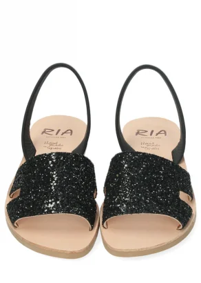 Women's Glitter Sandals in Natural Leather_103827