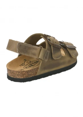 Poli Khaki ergonomic sandals for Children in cork and natural leather_103882