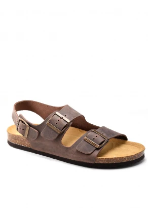 Men's brown Baku anatomical sandals in cork and natural leather_103937