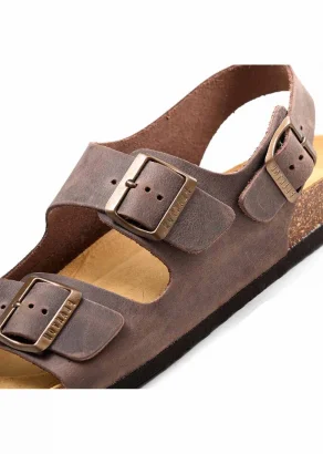 Men's brown Baku anatomical sandals in cork and natural leather_103938