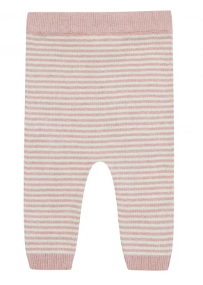 Trousers for baby girls in Organic Cotton and Silk- Pink and white stripes_104930