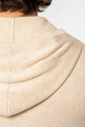 Beige men's hooded pullover in Lyocell TENCEL and organic cotton_105782