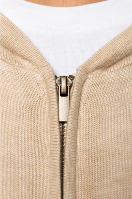 Beige men's hooded pullover in Lyocell TENCEL and organic cotton_105784