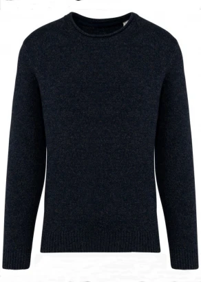 Blue men's rolled neck pullover in responsible merino wool_105785