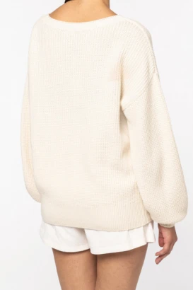 Ivory women's oversize jumper in merino wool and organic cotton_105793