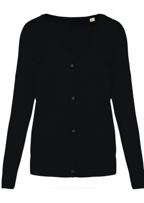 Women's black V-neck pullover in Lyocell TENCEL and organic cotton_105805