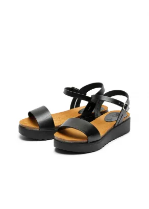 Eden women's vegetable-tanned leather sandals - Black_110276