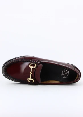 Women's Bordeaux Camel natural leather moccasin shoe_106204