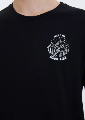 T-shirt Meet Black da uomo in puro cotone organico_107420
